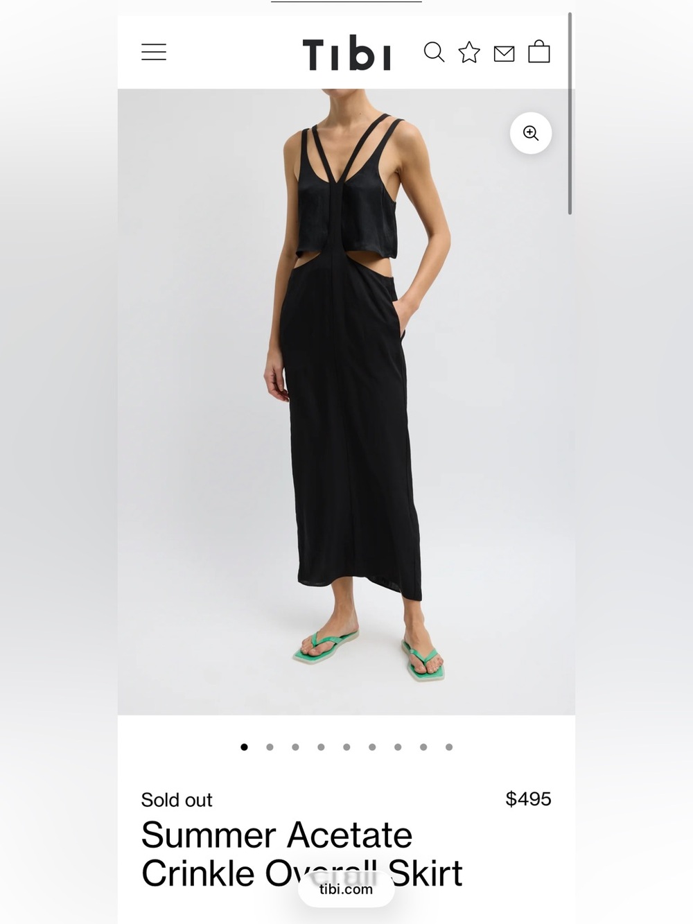 Tibi Black Summer Acetate Crinkle Overall Skirt